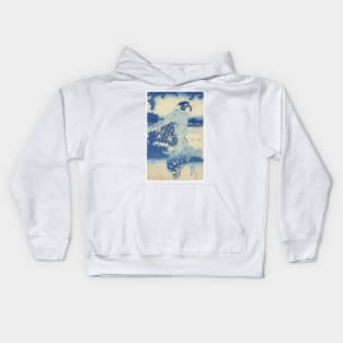 Beauty, Aizuri-e in Prussian Blue by Kuniyoshi Utagawa Kids Hoodie